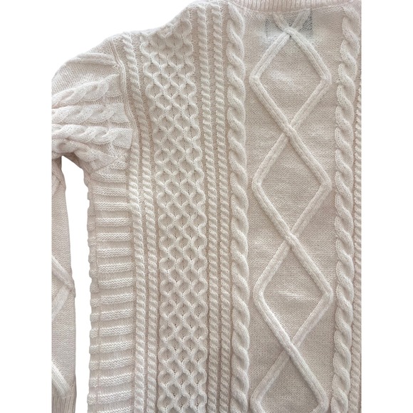 Aelfric Eden Cream Cable Knit Fisherman's Sweater Crewneck Pullover Men's SzM - Picture 8 of 9